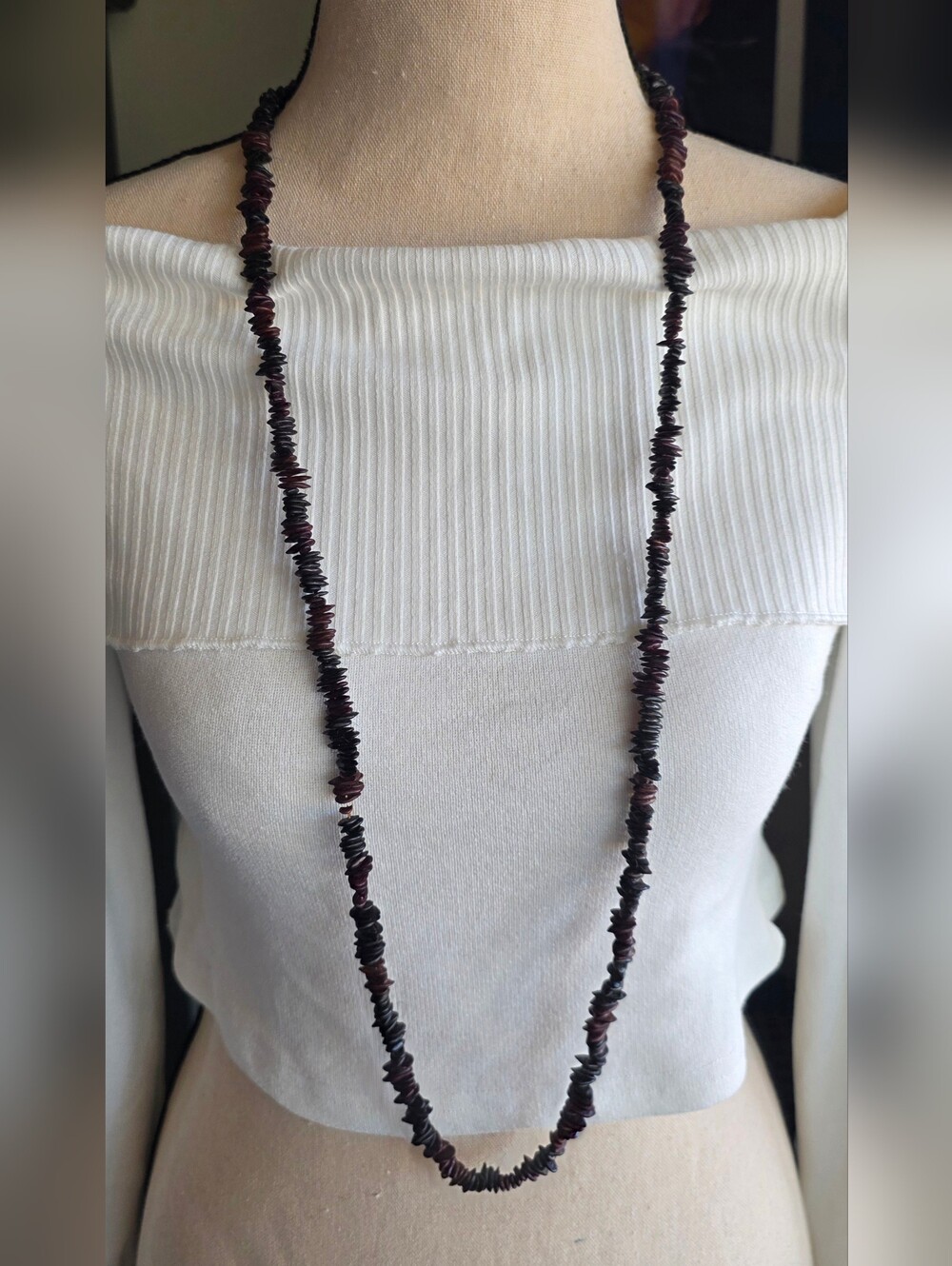 Long Beaded Seed Necklace